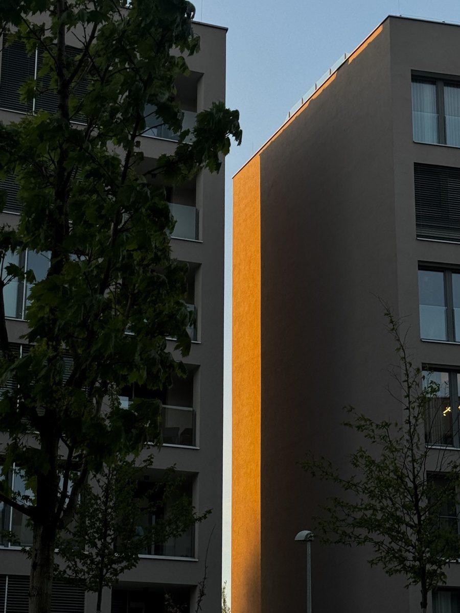 The last sun on one strip of a building