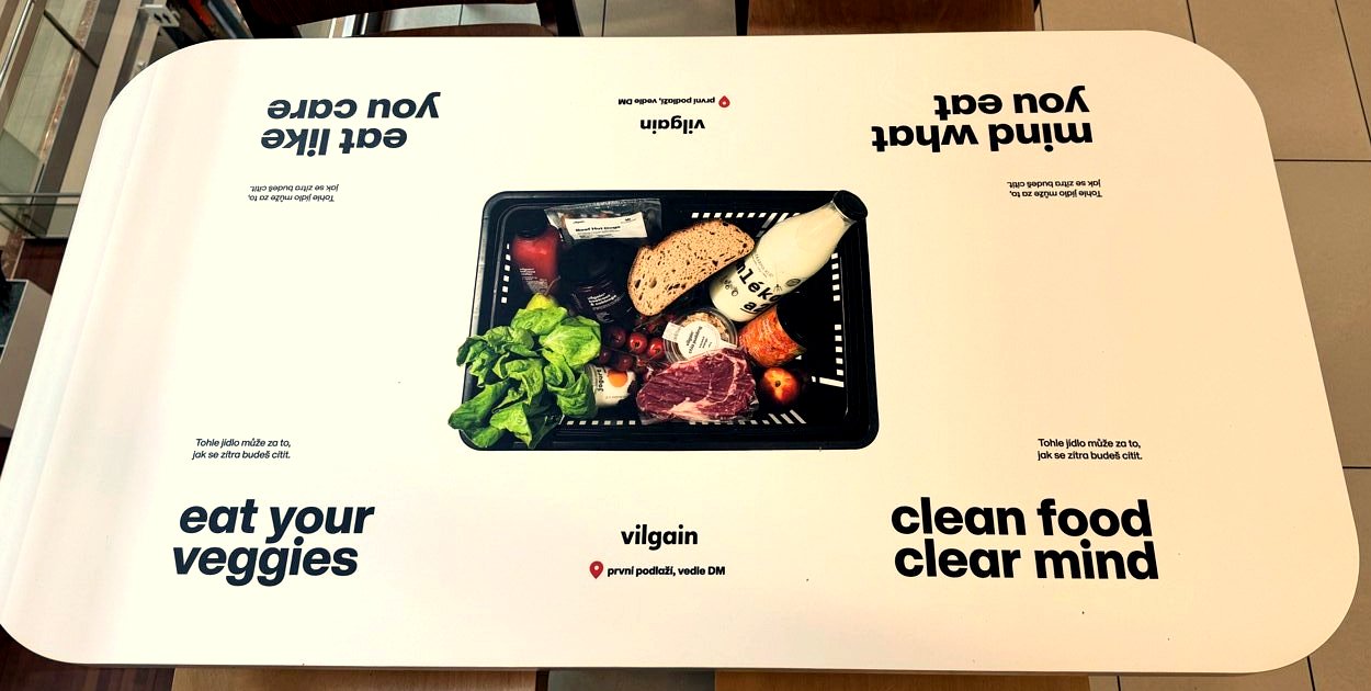 Vilgain table wrap: eat your veggies, eat like you care, clean food clear mind